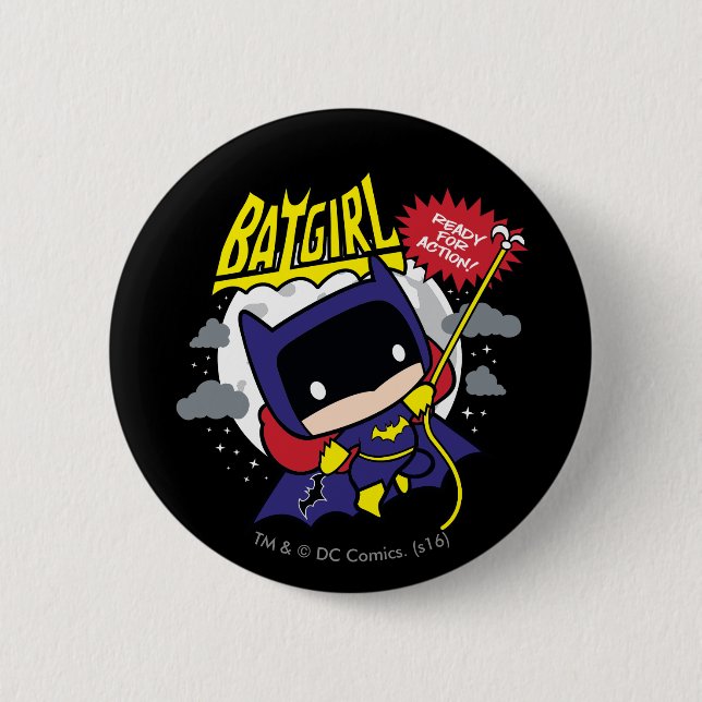 Badge Rond 5 Cm Chibi Batgirl prête à l'action (Devant)