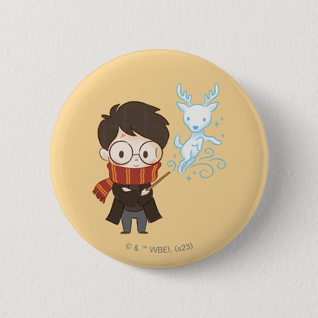 Badge Rond 5 Cm Chibi HARRY POTTER™ Patronus (Devant)