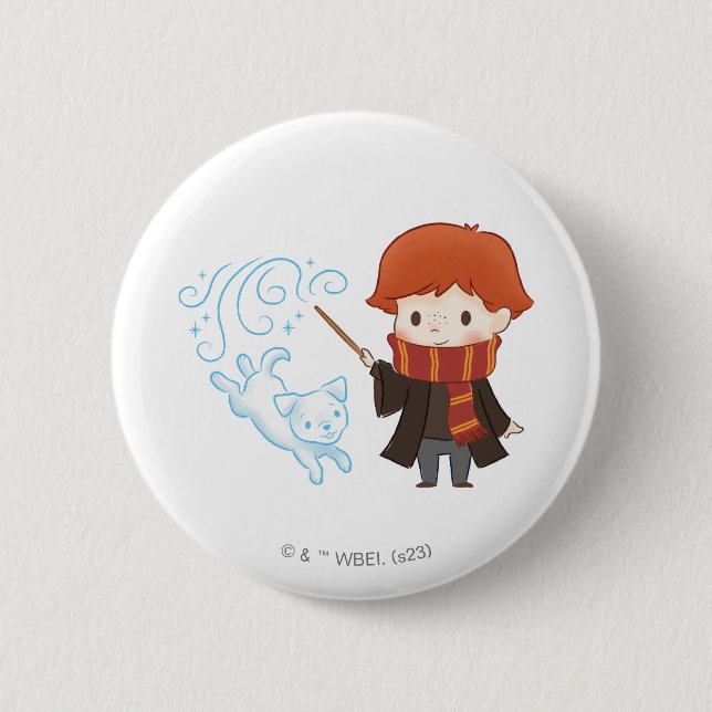 Badge Rond 5 Cm Chibi Ron Weasley Patronus (Devant)
