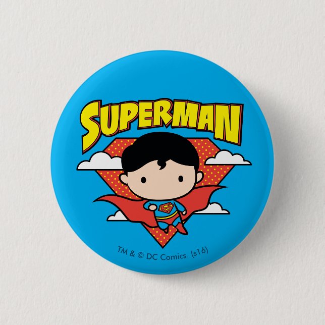 Badge Rond 5 Cm Chibi Superman Polka Dot Shield et Nom (Devant)