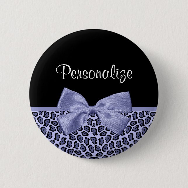 Badge Rond 5 Cm Chic Jaguar Empreinte de léopard Lavender Bow (Devant)