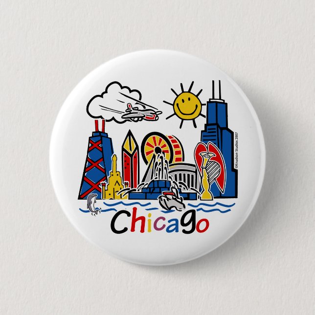 Badge Rond 5 Cm Chicago Kids Skyline (Devant)