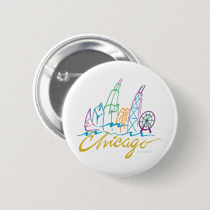 Badge Rond 5 Cm Chicago Skyline