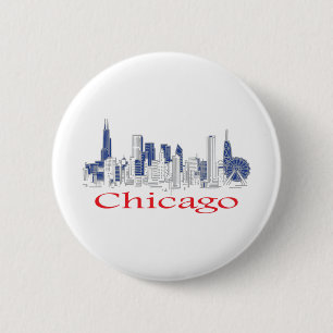 Badge Rond 5 Cm Chicago-Skyline