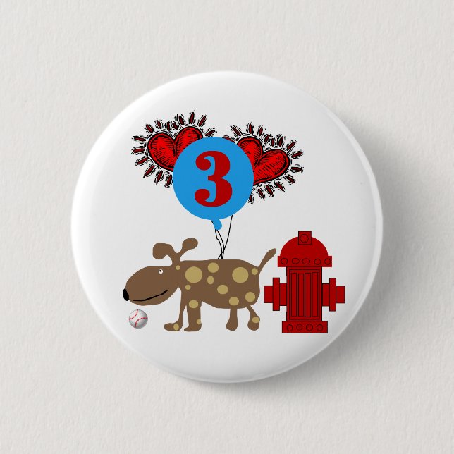 Badge Rond 5 Cm Chien 3e anniversaire Tshirts et cadeaux (Devant)