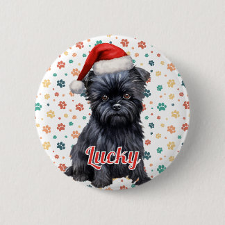 Badge Rond 5 Cm Chien Affenpinscher Noël