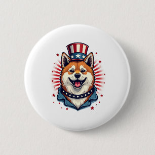 Badge Rond 5 Cm Chien Akita, fête de l'indépendance