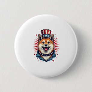 Badge Rond 5 Cm Chien Akita, fête de l'indépendance