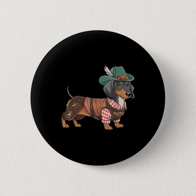 Badge Rond 5 Cm Chien allemand Dachshund Bavarian Weiner Saucisse  (Devant)