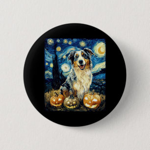 Badge Rond 5 Cm Chien berger australien mignon Halloween Jack O La