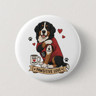 Badge Rond 5 Cm Chien Bernois avec Illustration de Tatouage I Hear