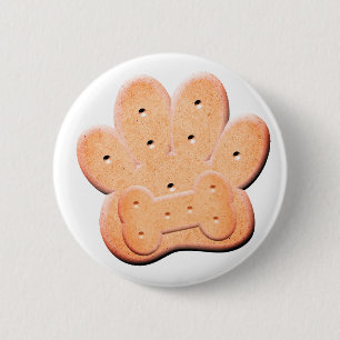 Badge Rond 5 Cm Chien Biscuit Pawprint et Bone Art
