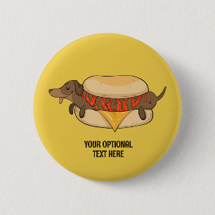 Badge Rond 5 Cm Chien chaud de texte personnalisé