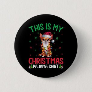 Badge Rond 5 Cm Chien Chihuahua Père Noël Christma, un arbre de No