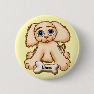 Badge Rond 5 Cm Chien chiot os