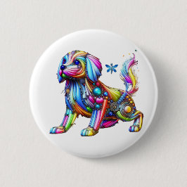 Badge Rond 5 Cm Chien coloré