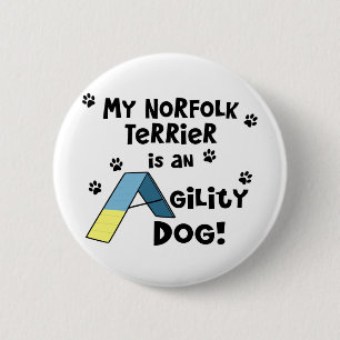 Badge Rond 5 Cm Chien d'agilité de Norfolk Terrier