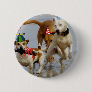 Badge Rond 5 Cm chien d'anniversaire heureux
