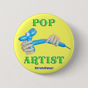 Badge Rond 5 Cm Chien de ballon d'artiste de bruit