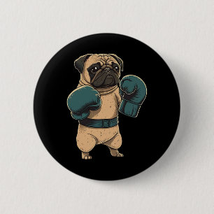 Badge Rond 5 Cm Chien de boxe Pug Boxeur Gants de boxe Mma Kickbox