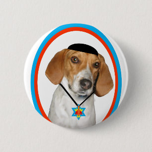 Badge Rond 5 Cm Chien de chasse drôle de Thanksgivukkah avec