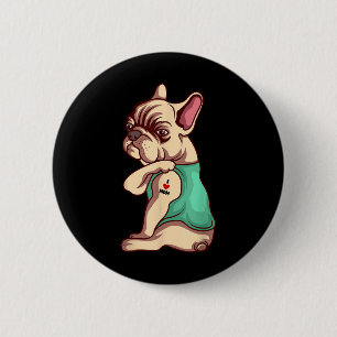 Badge Rond 5 Cm Chien de Chien de France J'aime Maman Tatouage Adu