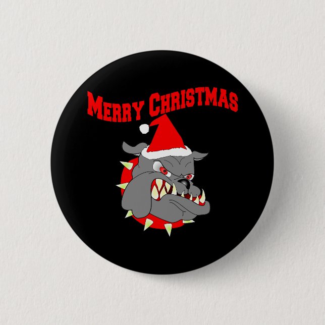 Badge Rond 5 Cm Chien de diable d'usmc de Joyeux Noël (Devant)