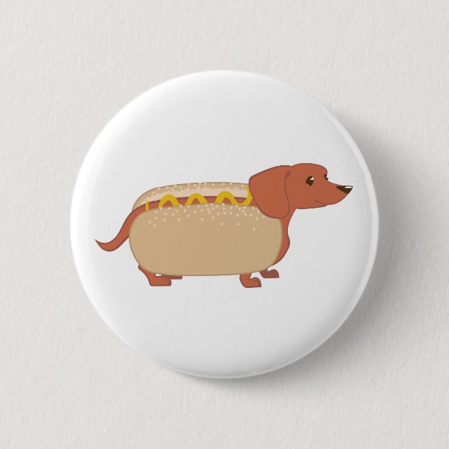 Badge Rond 5 Cm Chien de hot dog (Devant)