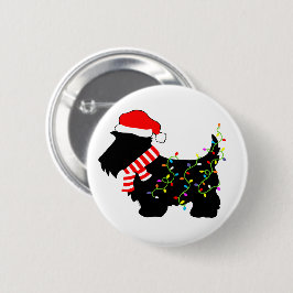 Badge Rond 5 Cm Chien de Noël écossais illuminé