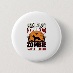 Badge Rond 5 Cm Chien de patrouille zombie Halloween Gravure vinta