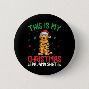 Badge Rond 5 Cm Chien de Père Noël Golden Retriever Chien Christma