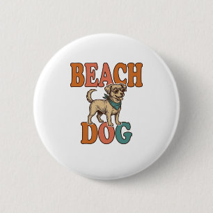 Badge Rond 5 Cm Chien de plage gravure vintage conception graphiqu