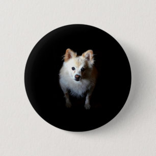 Badge Rond 5 Cm Chien de Poméranie en noir