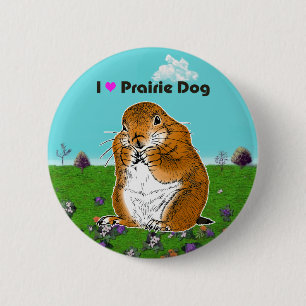 Badge Rond 5 Cm chien de prairie qui se tient