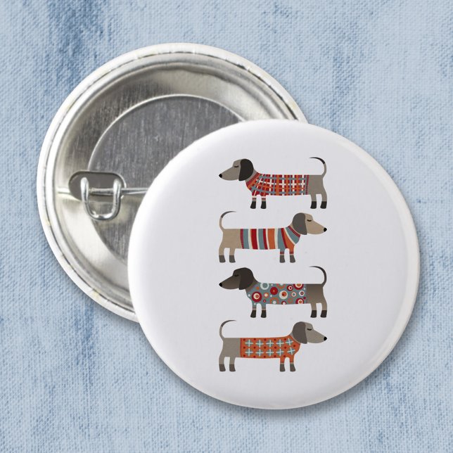 Badge Rond 5 Cm Chien de saucisse Dachshund (Dachshund Sausage or Wiener Dog button)