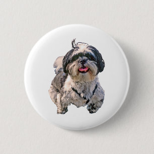 Badge Rond 5 Cm Chien de Shih Tzu
