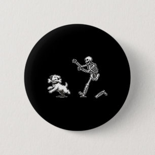 Badge Rond 5 Cm Chien d'Halloween Drôle Squelette Squelette Chassa