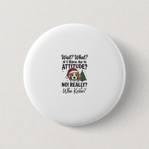 Badge Rond 5 Cm Chien drôle de Noël Attitude Gravure vintage Shi