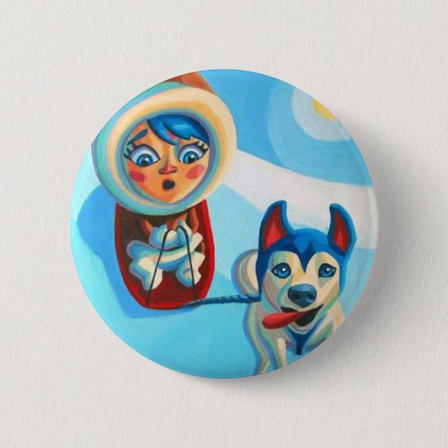 Badge Rond 5 Cm Chien esquimau (Devant)