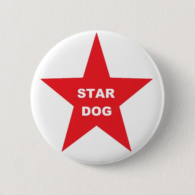 Badge Rond 5 Cm Chien étoilé sur l'étoile rouge (Devant)