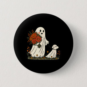 Badge Rond 5 Cm Chien fantôme qui marche Drôle et effrayant pour l
