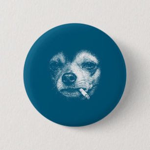 Badge Rond 5 Cm Chien Fumant Cigarette Drôle Chihuahua Brainrot Me