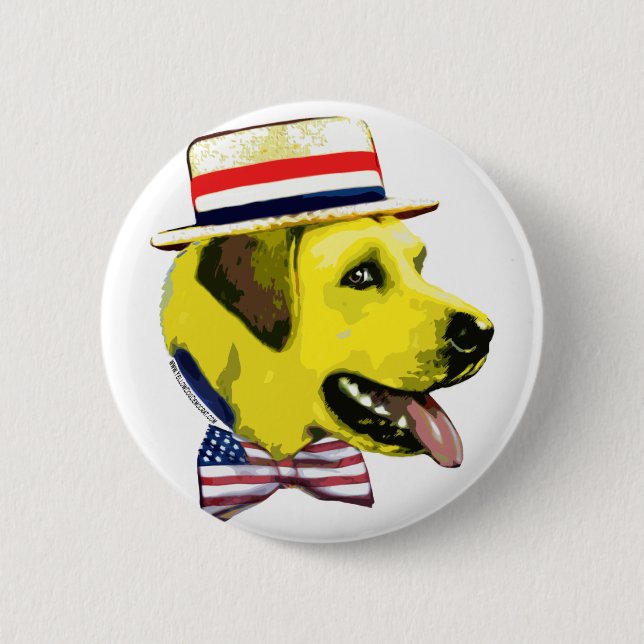 Badge Rond 5 Cm Chien jaune Démocrate. Bouton (Devant)