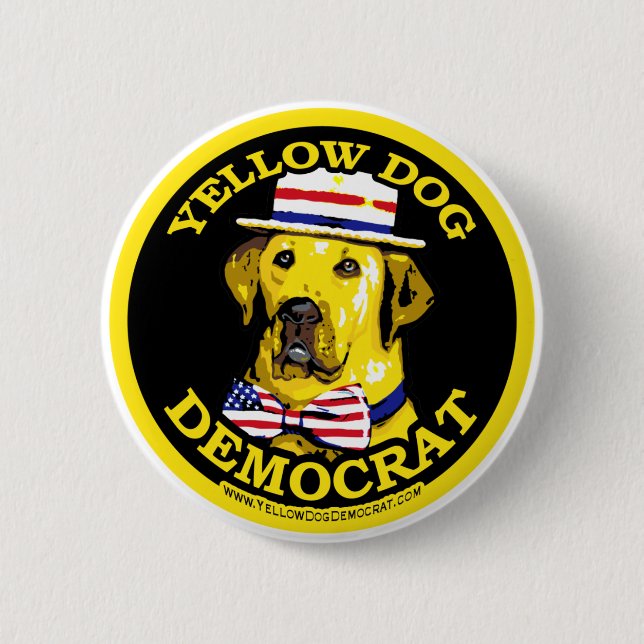 Badge Rond 5 Cm Chien jaune Démocrate. Bouton (Devant)