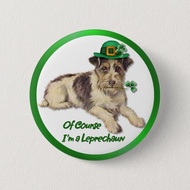 Badge Rond 5 Cm Chien Leprechaun (Devant)