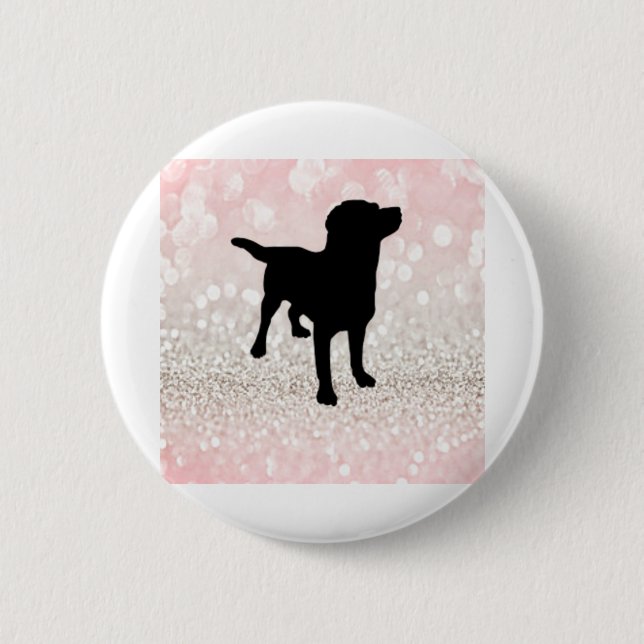 Badge Rond 5 Cm Chien noir étincelant (Devant)