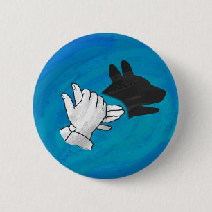 Badge Rond 5 Cm Chien Ombré sur bleu
