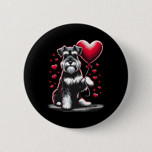 Badge Rond 5 Cm Chien Schnauzer Saint-Valentin Propriétaire de chi