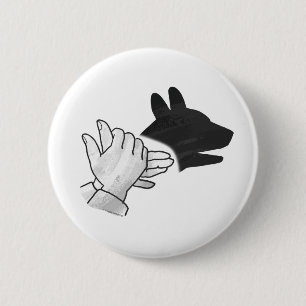 Badge Rond 5 Cm Chien Silhouette main