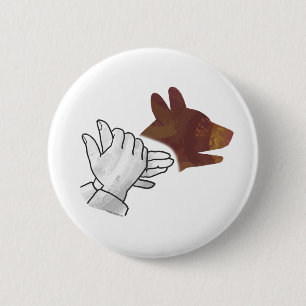 Badge Rond 5 Cm Chien Silhouette main Brown